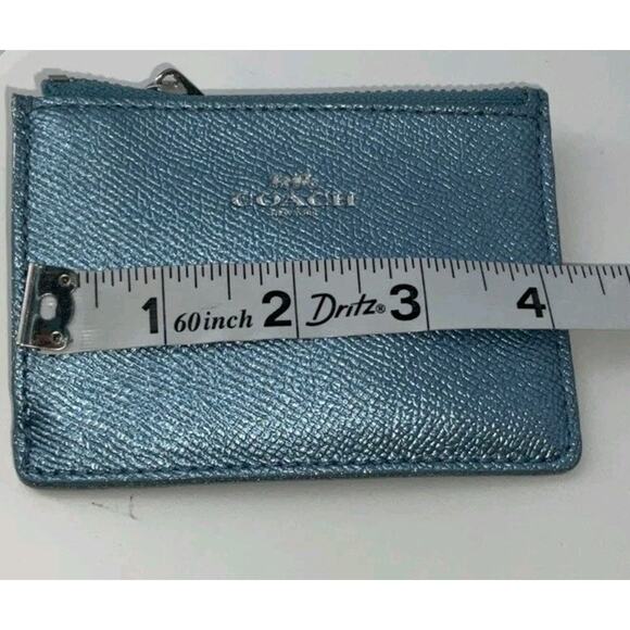 COACH Pebble Leather Mini Skinny Id Case/Card Key Metallic - Picture 4 of 5